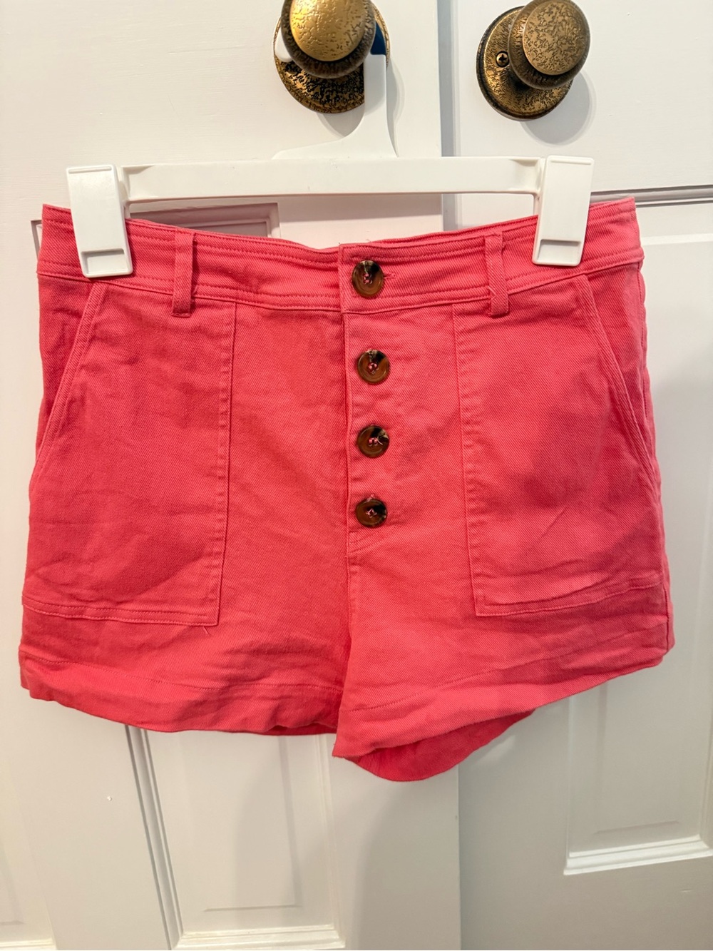 miami Coral Pink High-Waist Button-Front Shorts